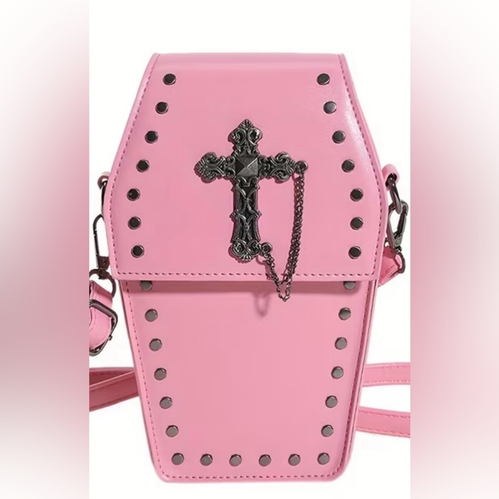 NWT - EASTER Baby Pink Cross Accent Purse - Coffin Shaped Bag
